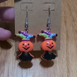 Halloween Pumpkin Jester Earrings